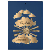 Blue Businessモダン金ゴールドのパーソナエレガントライズ クリップボード (裏面)