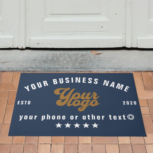 Blue Businessロゴ会社名ブランド ドアマット