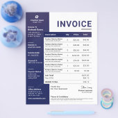Blue Business モダン Invoiceの売上入金型枠 チラシ (シングル)