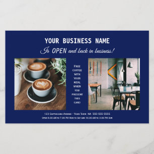Blue Business モダン Re-Openingプロモーションフライヤー チラシ