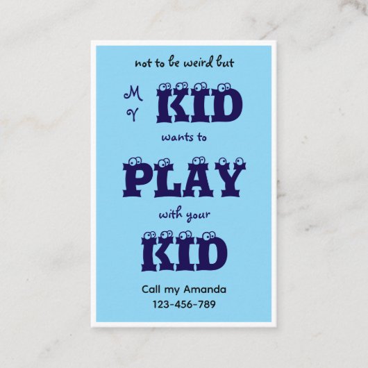 Blue Business Kid's Playdate Card 名刺 (正面)