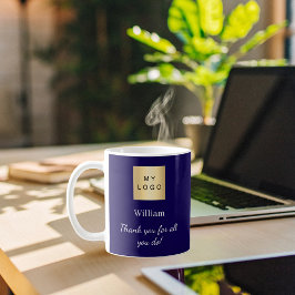 Blue business logo employee thank you コーヒーマグカップ