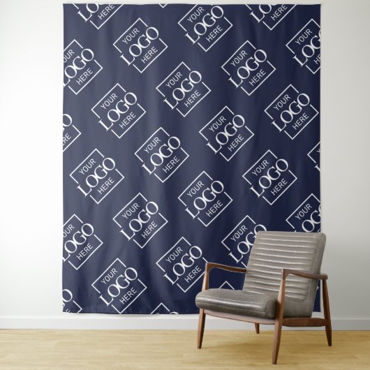 Blue Business Logo Pattern Trade Show Backdrop タペストリー (インサイチュ)