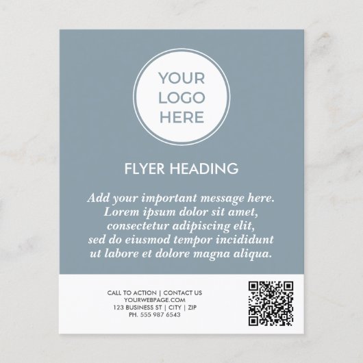 Blue Business Logo QR Code Template Flyer チラシ (正面)