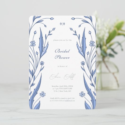 Blue Buttercup Bridal Shower 招待状 (スタンド正面)