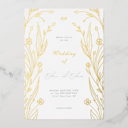 Blue Buttercup Wedding 箔招待状 (正面)