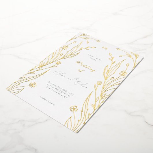 Blue Buttercup Wedding 箔招待状 (回転した状態)