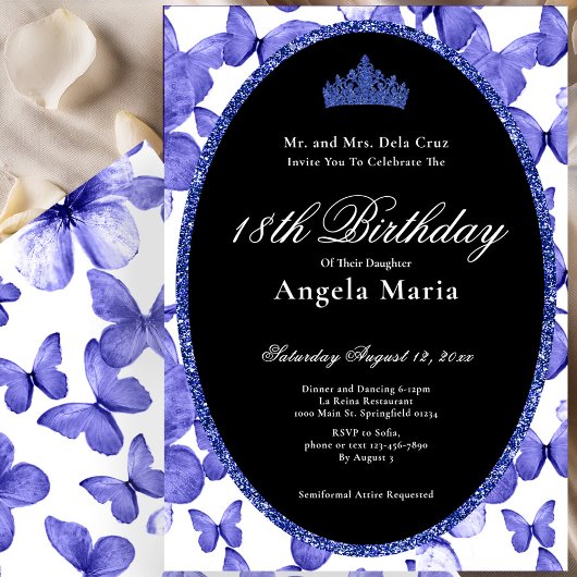 Blue Butterflies 18th Birthday Debut 招待状