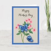Blue Butterflies among Flowers Mother's Day カード (正面)