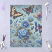 Blue Butterflies & Florals – Whimsical Decoupage 薄葉紙 (クラフト)