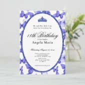 Blue Butterflies Glam 18th Birthday Debut 招待状 (スタンド正面)