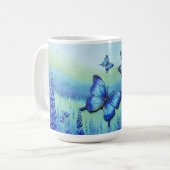 Blue Butterflies with Blue Flowers, コーヒーマグカップ (正面左)