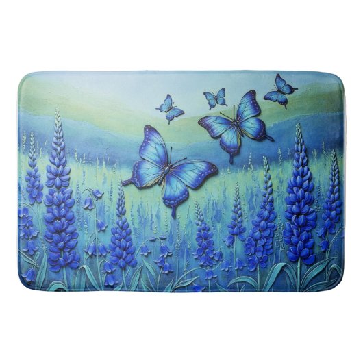Blue Butterflies with Blue Flowers, バスマット (正面)
