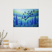 Blue Butterflies with Blue Flowers, ポスター (キッチン)