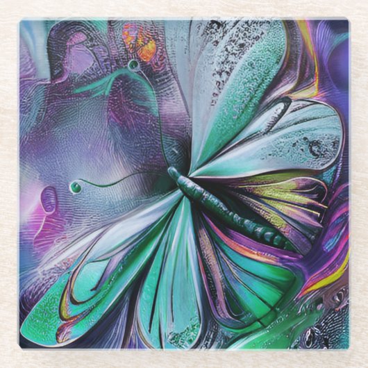 Blue Butterfly ガラスコースター (正面)