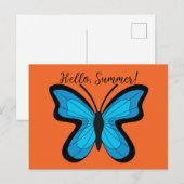 Blue Butterfly | テキストを追加 シーズンポストカード (正面/裏面)