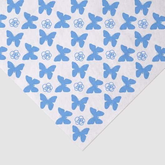 Blue Butterfly and Flower Custom Text 薄葉紙 (詳細)