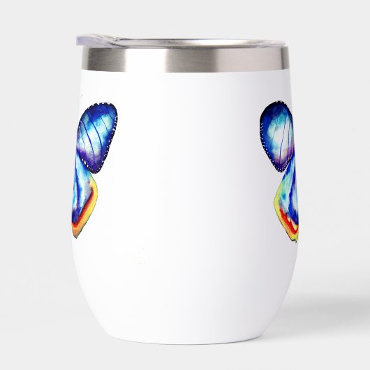Blue Butterfly Art  Frosted Glass Mug (右面)