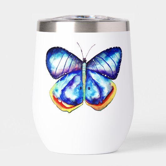 Blue Butterfly Art  Frosted Glass Mug (正面)