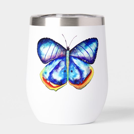 Blue Butterfly Art  Frosted Glass Mug (背面)