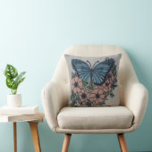 Blue butterfly cream floral mom pillow クッション (椅子)