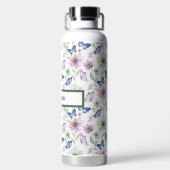 Blue Butterfly Floral Bottle – Soft Garden Gift ウォーターボトル (背面)