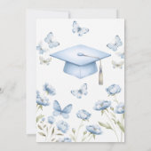 Blue Butterfly Floral Graduation Invitation 招待状 (裏面)