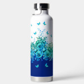 Blue Butterfly Floral Water Bottle ウォーターボトル (右面)