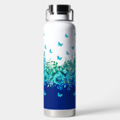 Blue Butterfly Floral Water Bottle ウォーターボトル (背面)