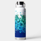 Blue Butterfly Floral Water Bottle ウォーターボトル (背面)