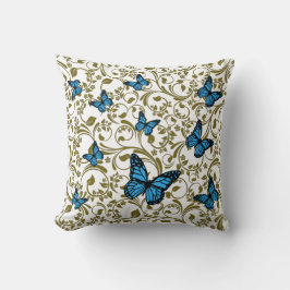 Blue butterfly gold garden クッション
