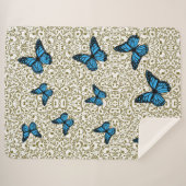 Blue butterfly gold garden シェルパブランケット (正面(横))