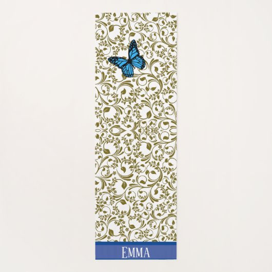 Blue butterfly gold garden ヨガマット (裏面)
