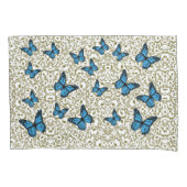 Blue butterfly gold garden 枕カバー (正面)