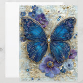Blue Butterfly Junk Journal Scrapbook Paper (正面/裏面)