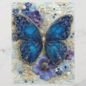 Blue Butterfly Junk Journal Scrapbook Paper (正面)