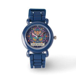 Blue Butterfly Mandala 'Elevate Your Soul' Watch 腕時計