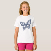 Blue Butterfly Minimal Nature Art by Papil Tシャツ (正面フル)