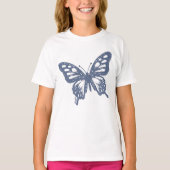 Blue Butterfly Minimal Nature Art by Papil Tシャツ (正面)