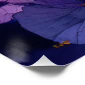 Blue Butterfly on Purple Flowers ポスター (コーナー)