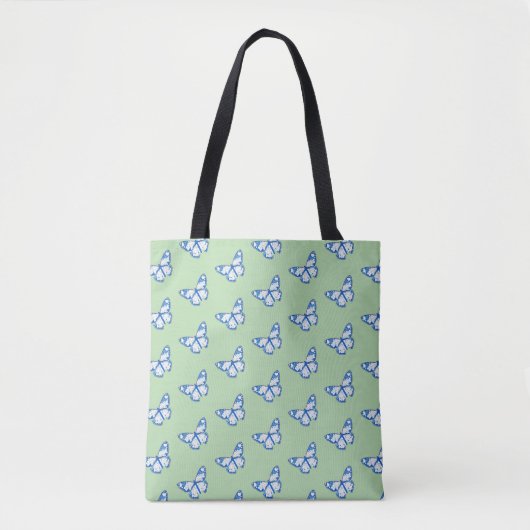 Blue Butterfly Pattern Tote Bag トートバッグ (正面)
