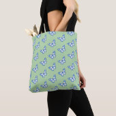 Blue Butterfly Pattern Tote Bag トートバッグ (クローズアップ)