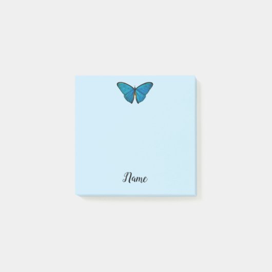 Blue Butterfly Post It Note Pad Personal Name ポストイット (正面)