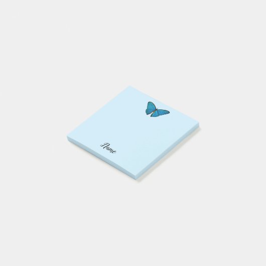 Blue Butterfly Post It Note Pad Personal Name ポストイット (アングル)