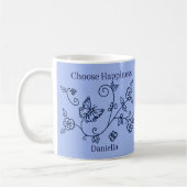 Blue Butterfly Reminder Mug コーヒーマグカップ (左)