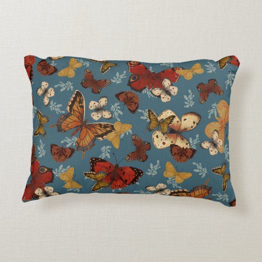 blue Butterfly seamless pattern アクセントクッション (裏面)