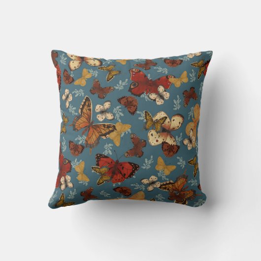 blue Butterfly seamless pattern クッション (裏面)