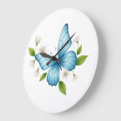 Blue Butterfly Wall Clock ラージ壁時計 (傾斜)