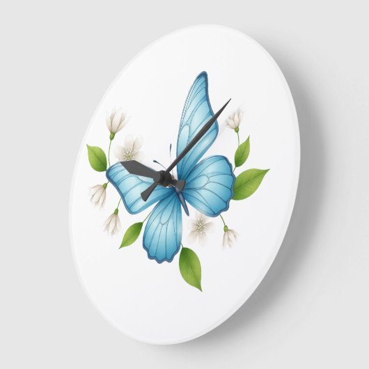 Blue Butterfly Wall Clock ラージ壁時計 (傾斜)