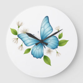 Blue Butterfly Wall Clock ラージ壁時計
